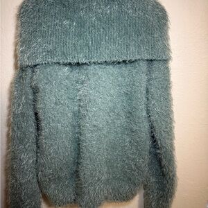 Pink Rose Fluffy Teal Knit